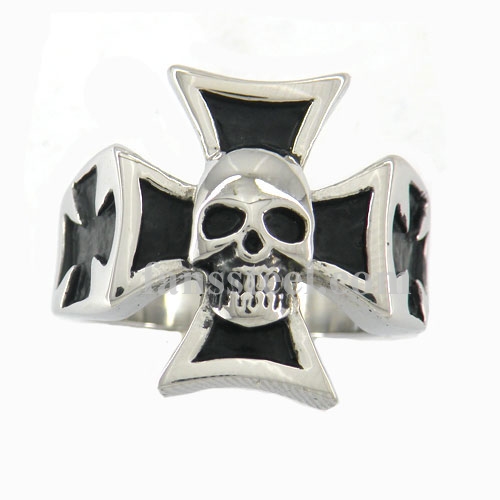 FSR10W69 iron german cross skull Ring - Click Image to Close